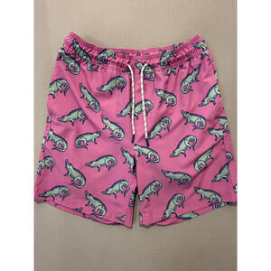 Men's Resort Swim Trunk Size S Pink with Alligator Print By Members Mark NWOT